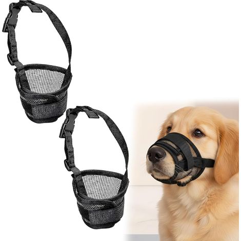 2 PCS Muzzle for Large Dogs, Soft Mesh Muzzle for Medium and Large Breeds, Adjustable Dog Muzzle for Vet Visits and Public Walking, XL Size for 22-28 cm Snouts, (1/5)