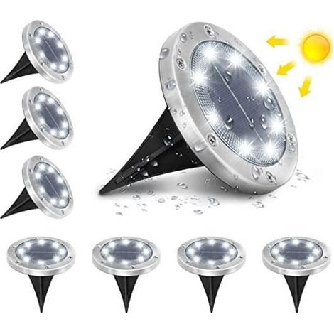 AMBOTHER Lumière Solaire Extérieur Jardin Au Sol Extérieur 8 LED 6000K Blanc Froid Etanche IP65 Spot Solaire Extérieur Chemin Terras (1/4)