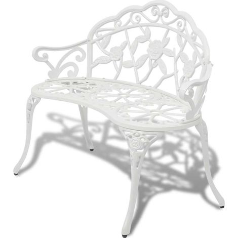 Banc de jardin Banquette de Jardin - Mobilier de jardin 100 cm Aluminium coulé Blanc BV697410 - BonneVie (1/3)