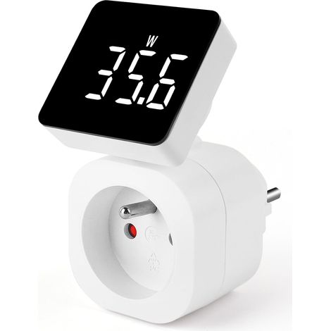 Compteur Électrique Wattmètre Prise, Compteur D'énergie avec LCD Rotatif Grande Taille 180°, Electrique Compteurs Energie avec 6 Mode Pour Surveiller Puissance, kWh Énergie, Tension, Courant et Coût (1/5)