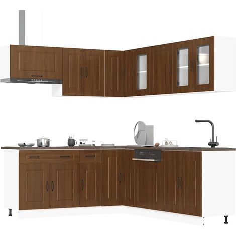 11-tlg. Küchenschrank-Set Kalmar Braun Eichen-Optik Holzwerkstoff