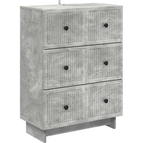 vidaXL Mobile con Cassetti Grigio Cemento 66 x 34,5 x 90 cm