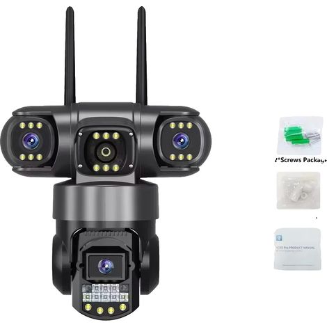 Caméra de sécurité sans fil, surveillance à 360 degrés, vision nocturne, 256 Go Caméra WiFi UE (1/2)