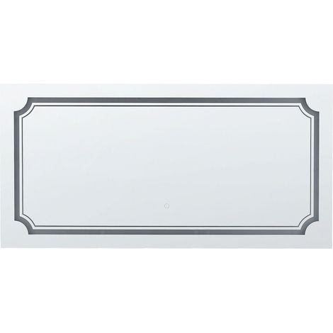 Specchio da muro rettangolare in argento con LED 120 x 60 cm Arromachnes