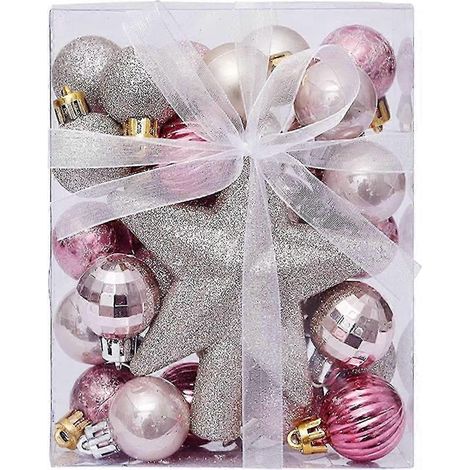 Boules de Noël, 30 boules de 3 cm pour sapin de Noël, décorations de Noël incassables à suspendre (rose) (1/5)