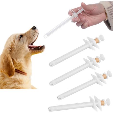 Distributeur de pilules pour animaux de compagnie Pet Piller (4 pièces) en plastique, pratique et durable, pour chiens et grands chats. (1/5)