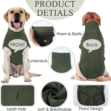 Pull Chien, Pull Chien, Manteau Doux et Chaud Chien, Manteau Chien Hiver, Manteaux d'hiver Chiens，Vetement Chien Chat，Pull-Overs Petite Moyen Grand Chiens-Vert 3XL (1/4)
