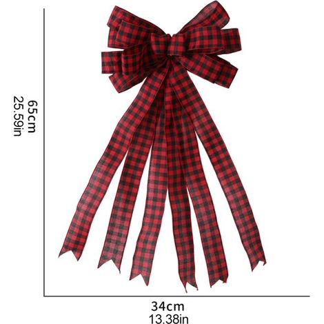 Weihnachtsdekoration Leinen-Karo-Schleife zum Dekorieren von Weihnachtsbaum, Wohnszene, Hängende Ornamente (1/4)