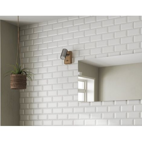 Carrelage mural faïence effet carreau Metro METRO 20x10 cm Blanc - Brillant / Poli - boîte de 1 m2