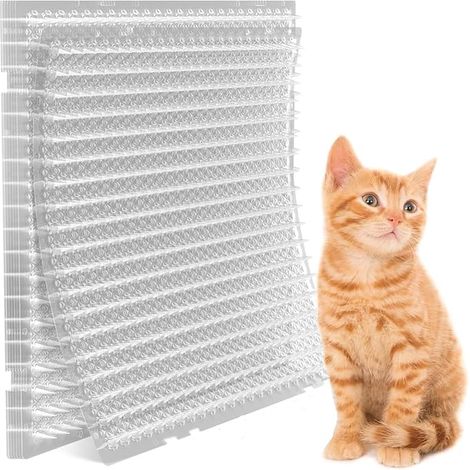 Tapis Anti-Chat 10 Pièces - Tapis Répulsif à Pointes pour Extérieur/Intérieur 42cm×32cm, Protège Meubles Canapés Plantes des Griffes de Chat, Durable Anti-Déchirure (10, Transparent) (1/5)