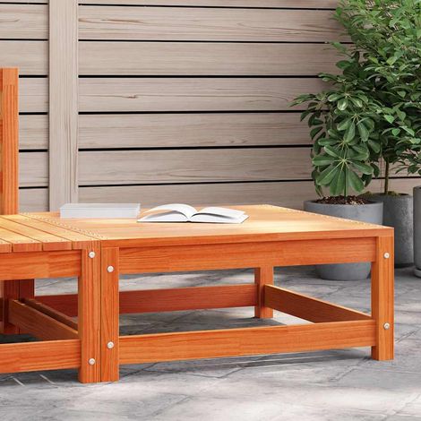 Repose-pied et pouf de jardin en bois de pin massif cire marron 70x70x30 cm - PANGIVO (1/5)