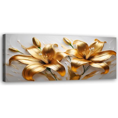 Tableau déco Lys dorés glamour Fleurs Plantes 90x30 (1/5)