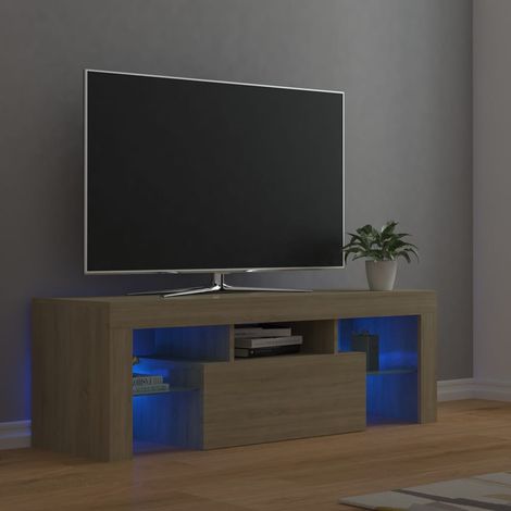 Mueble de TV con luces LED roble Sonoma 120x35x40 cm vidaXL