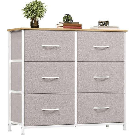 Stoffkommode mit 6 Schubladen, Aufbewahrungsschrank für Schlafzimmer & Wohnzimmer, Ashgrau (1/5)