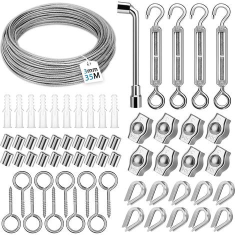 3mm 35M Câble en Acier Inoxydable Kit,Inoxydable 304 Câble en Acie (1/5)