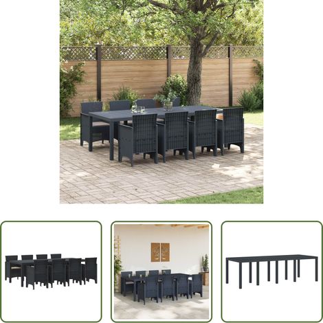 vidaXL Garten Tisch -  Garten Essgruppe 9 pcs Anthrazit Polypropylen (1/5)