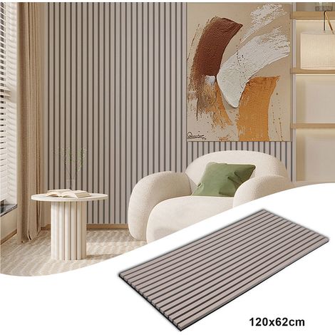 Wolketon Akustikpaneel MDF Wandverkleidung Natur Akustik Wandpaneel Moderne Wandpaneele aus Holzfunier und Filz 2x 120x60x2.1cm Walnuss