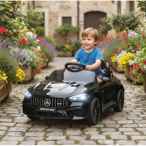 Mercedes-AMG lizenziertes elektrisches Kinderauto, 12V, Fernbedienung, LED, schwarz HAVRYA (1/5)