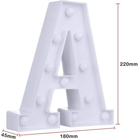 Lettres Lumineuses Alphabet Lumineux Lampe LED Lettre Lumières Lettre à Pôles pour Réceptions Partie Mariage Maison Bar Décoration (A)-