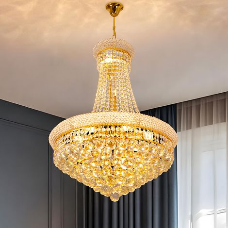Empire Style Modern Glam Chandelier with Large Crystal Pendant Round 56cm