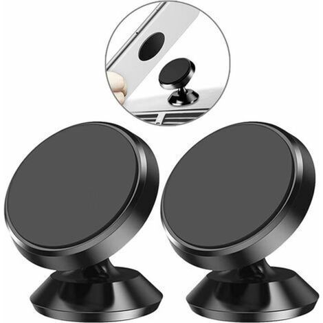 Support Telephone Voiture, [Lot de 2] porte Téléphone Voiture Universel 360° Rotation, Magnetique portable Aimant Adhésif pour Smartphone, Compatible pour Phones ou appareils GPS-Noir