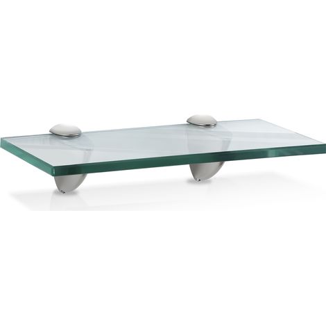 Jiubiaz Glasablage Klarglas Glänzend, aus rostfreiem Zinkdruckguss, Silber glänzend, Zinkdruckguss chrom, Glas Transparent 3010CM (1/5)