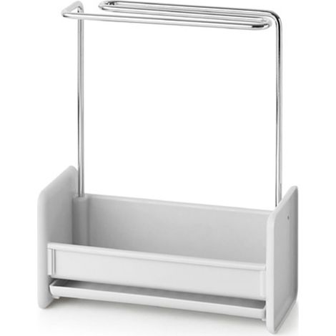Porte-serviette de cuisine en PP et acier inoxydable, amovible, fond ajouré, support pour torchon, éponge et laine d'acier (1/5)