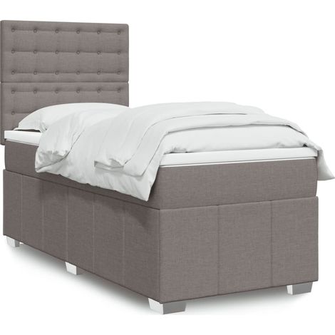 Boxspringbett mit Matratze Taupe 100x200 cm Stoff