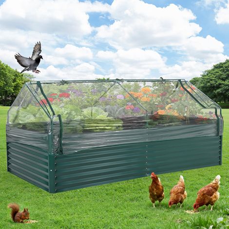 Carré de Jardin-Jardinière Surélevé– Bac de Culture Résistant aux Intempéries pour Légumes&Herbes- Vert,240×120×60 cm (1/5)