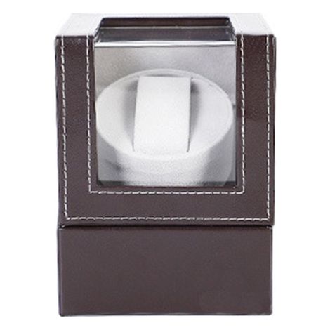 Boîte remontoir de montre, marron, rotation automatique, cuir PU, rangement compact pour table de chevet (1/3)