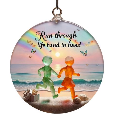 Runde Acryl-Guyship-Dekoration, dauerhafte Guyship-Herz-Erinnerungsornamente für den Weihnachtsbaum, herzförmige Kunst-Hängeornamente für Kameradinnen (1/5)