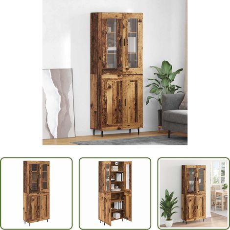 vidaXL Glas -  Highboard 2 pcs Altholz Engineered Wood und Glas (1/5)