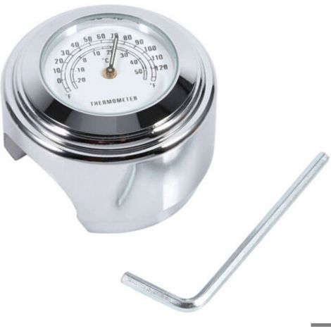 Thermomètre de guidon de moto étanche 7/8" 1" avec cadran blanc, résistant aux chocs, pour motos cruiser. (1/4)