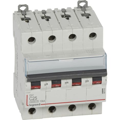 Disyuntor Legrand 407900 DX3 6000 - tornillo/tornillo - 4P 25A 10kA 400V curva C