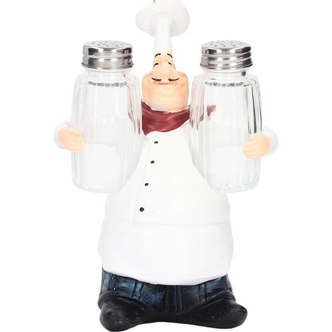 Kochfigur-Salzstreuer-Set, bezaubernde Statue mit lebendigen Details, Gewürzgläser aus Kunstharz für Zuhause, Restaurant, Café (1/5)