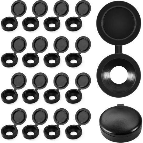 Kunststoff-Scharnierschraubenabdeckungen, Klappdeckel für Waschmaschinen, Schwarz (500 Stück) (1/5)