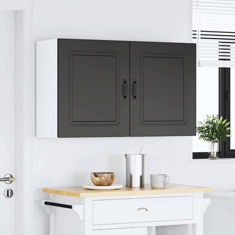Küchen-Hängeschränke 2 Stk. Kalmar Schwarz Holzwerkstoff