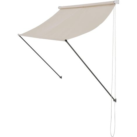 Toldo parasol para fijar a la pared estructura de acero retráctil 400 x 120 cm beige 030001115