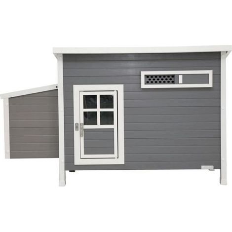 Poulailler Barney en plastique recyclé 137x73x83 cm – 2 nids et 2 perchoirs – Toit rabattable, imperméable et résistant aux UV – Kerbl
