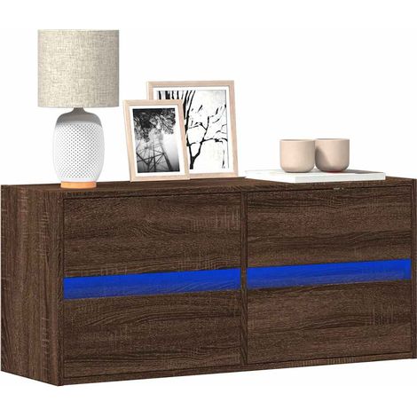 TV-Wandschrank LED-Beleuchtung Braun Eichen-Optik 100x31x45 cm