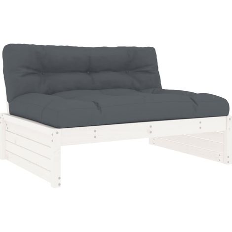 vidaXL Canapé central 120x80 cm blanc bois de pin massif (1/6)