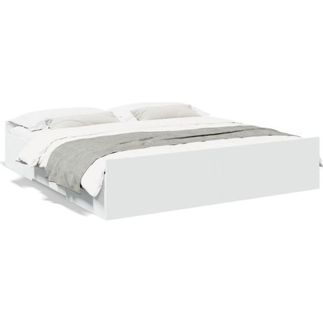 Maison Exclusive - Cadre de lit avec tiroirs sans matelas blanc 200x200 cm (1/5)