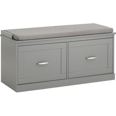 Sobuy – Banc d'entrée avec coussin rembourré – Étagère en MDF laqué gris 98 x 37 x 49 cm – Capacité 150 kg – FSR131HG