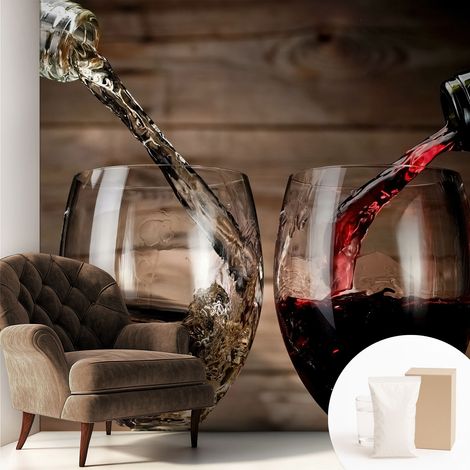 Papier peint intissé mural pour salon chambre à coucher tendance et originale - Colle incluse gratuite Verres à vin 250x250 cm (1/5)
