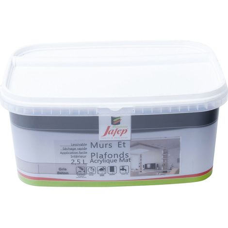 Peinture mur et plafond acrylique mat gris béton  2,5L  Jafep