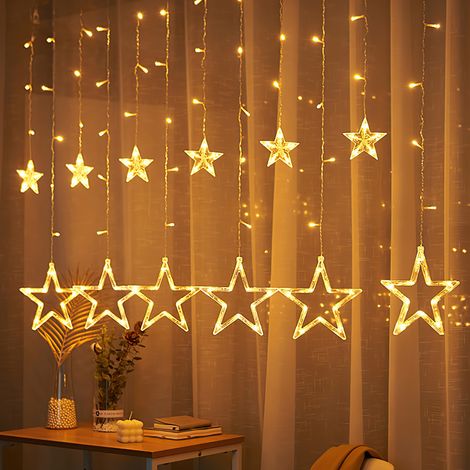 SWANEW Ghirlanda di stelle 138LED luci di cortina di stelle 8 modalità di illuminazione decorazione interna/esterna di Natale luci di ghirlanda impermeabile (1/5)