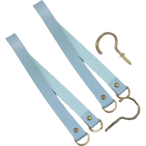 Attaches de tringle à rideaux en cuir pour bureau, salon, café, balcon (lot de 2)-Light blue (1/5)