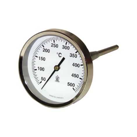 Thermomètre rond de fumée Ø 80mm, capillaire 200mm, 0/500°C - DIFF