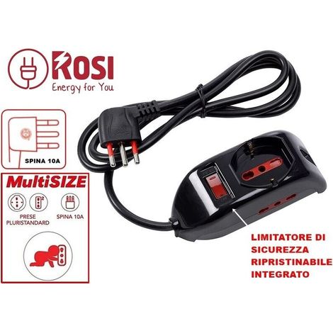 ROSI Multipresa serie Emilia spina 10A, Nero (1/4)