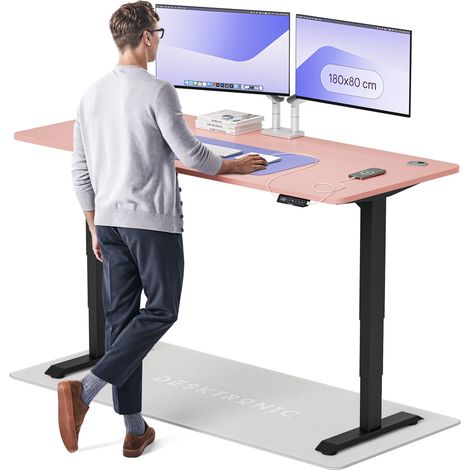 Desktronic Bureau assis debout HomePro - 180x80cm - Noir/Rose